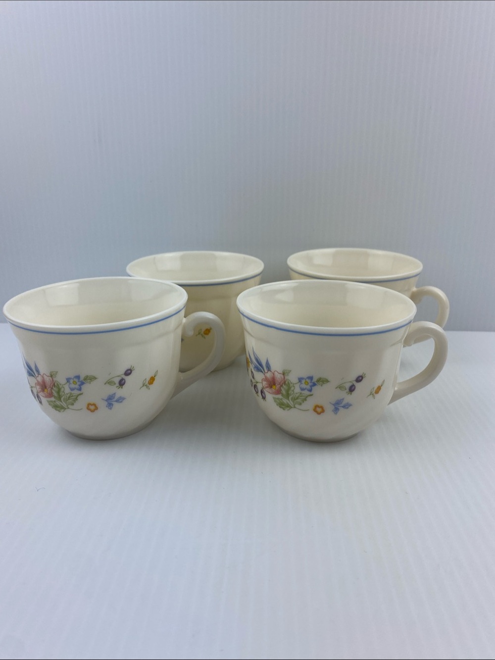Vintage Arcopal France Victoria Teacups Set of 4 Warm Tan